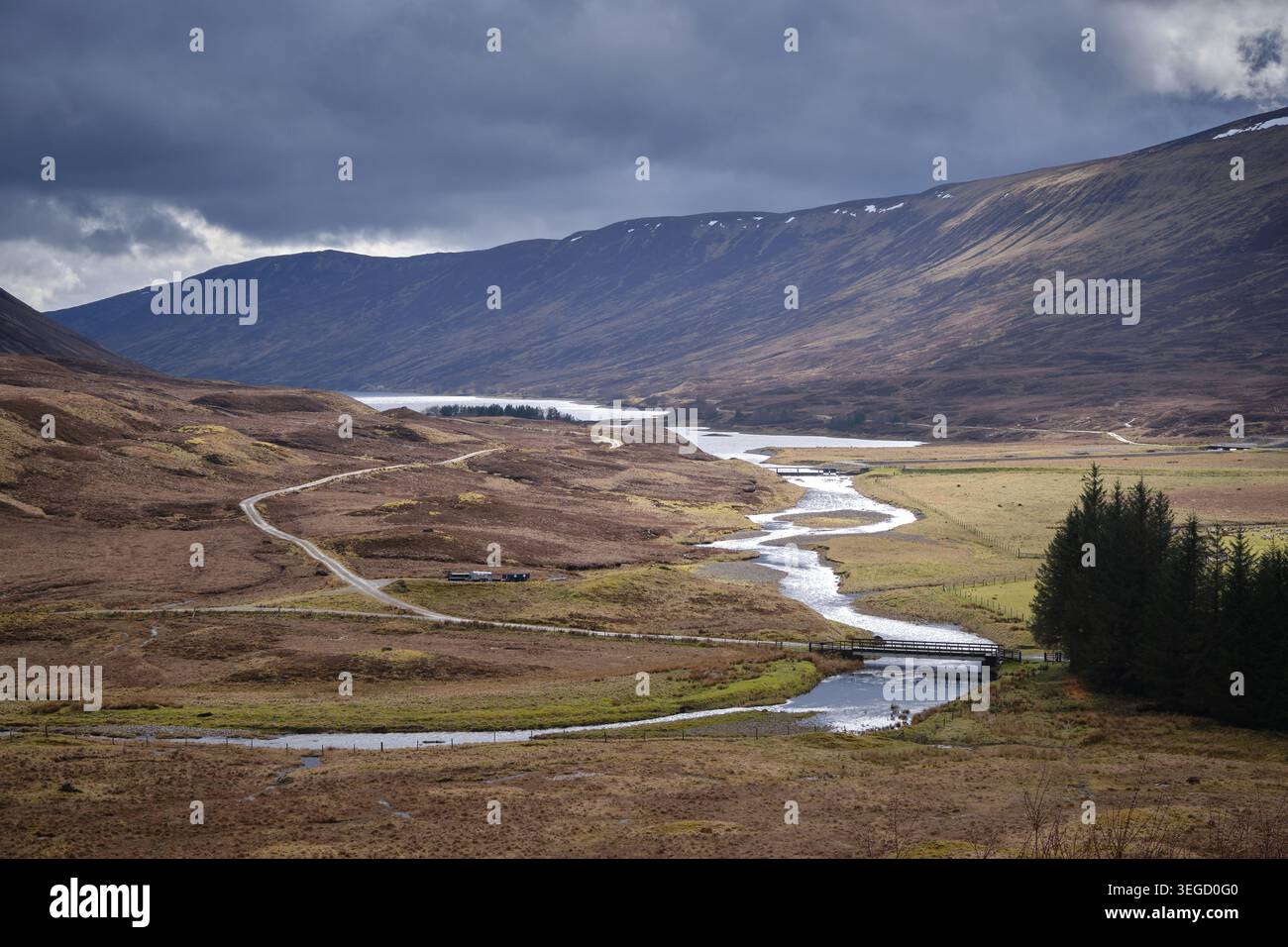 Glen Garry nelle Grampian Mountains, in Scozia Foto Stock
