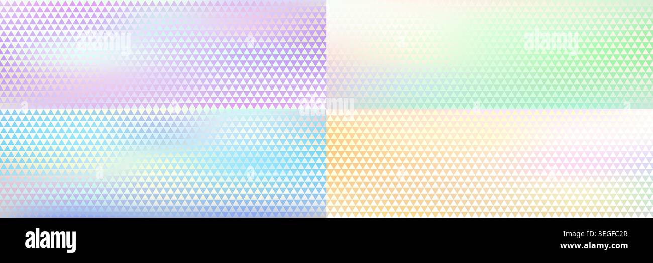 Trama di sfondo con motivo ologramma sfumato. Mappa vettoriale di pixel a triangolo con effetto glitter diamante rosa. Cristallo pastello senza cuciture in ologramma blu, metallo Illustrazione Vettoriale