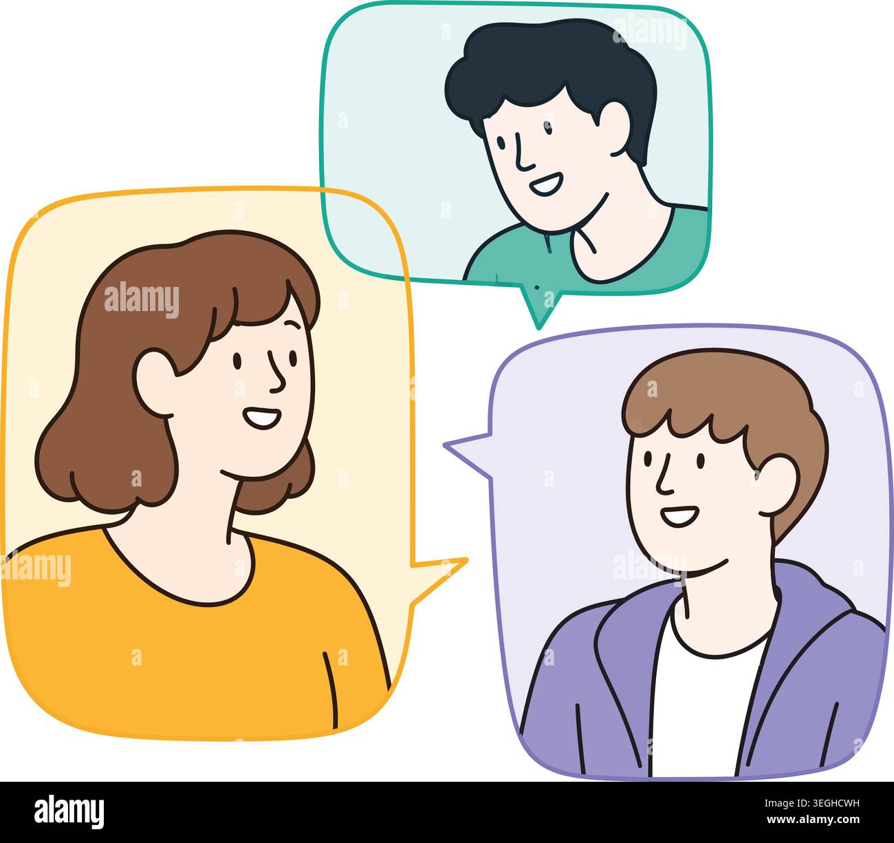 Illustrazione delle bollicine di comunicazione online e della chat sociale Illustrazione Vettoriale