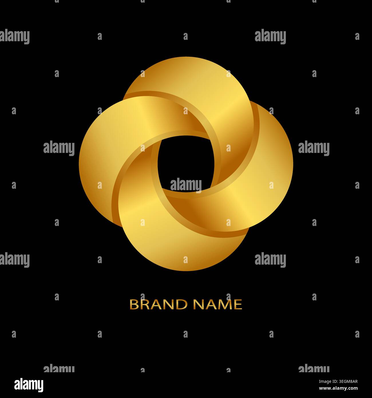 Icona del logo dorato astratto su sfondo nero. Progettazione vettoriale. Illustrazione Vettoriale