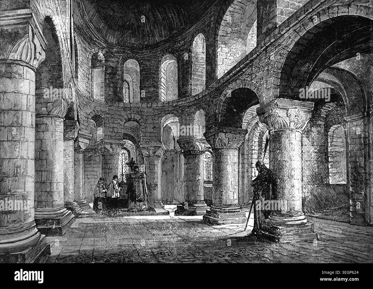 Incisione della Cappella di San Giovanni nella Torre Bianca , Torre di Londra Inghilterra da un libro di storia del XIX secolo Cassell's History of England Special Edit Foto Stock