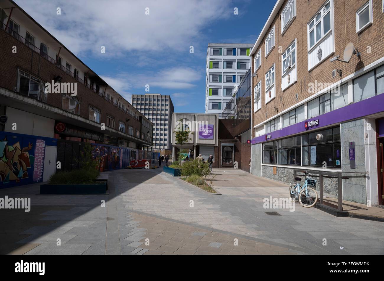 La rigenerazione dell'Harlow Town Centre dopo la loro offerta per un finanziamento del Town's Fund, creato dal governo britannico, per un valore massimo di 25 milioni di sterline. Foto Stock