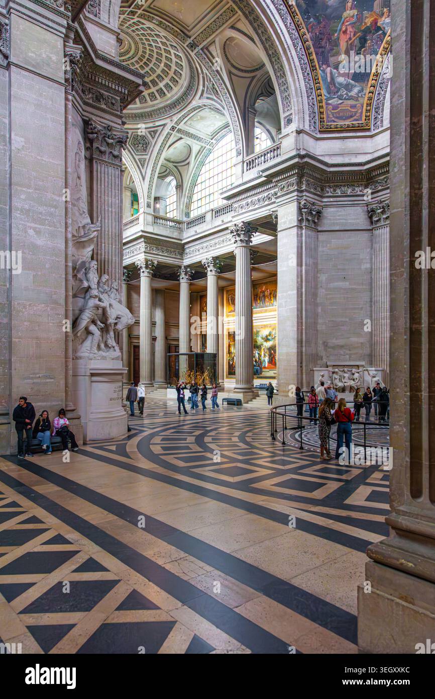 Vista interna del Pantheon a Parigi in Francia Foto Stock