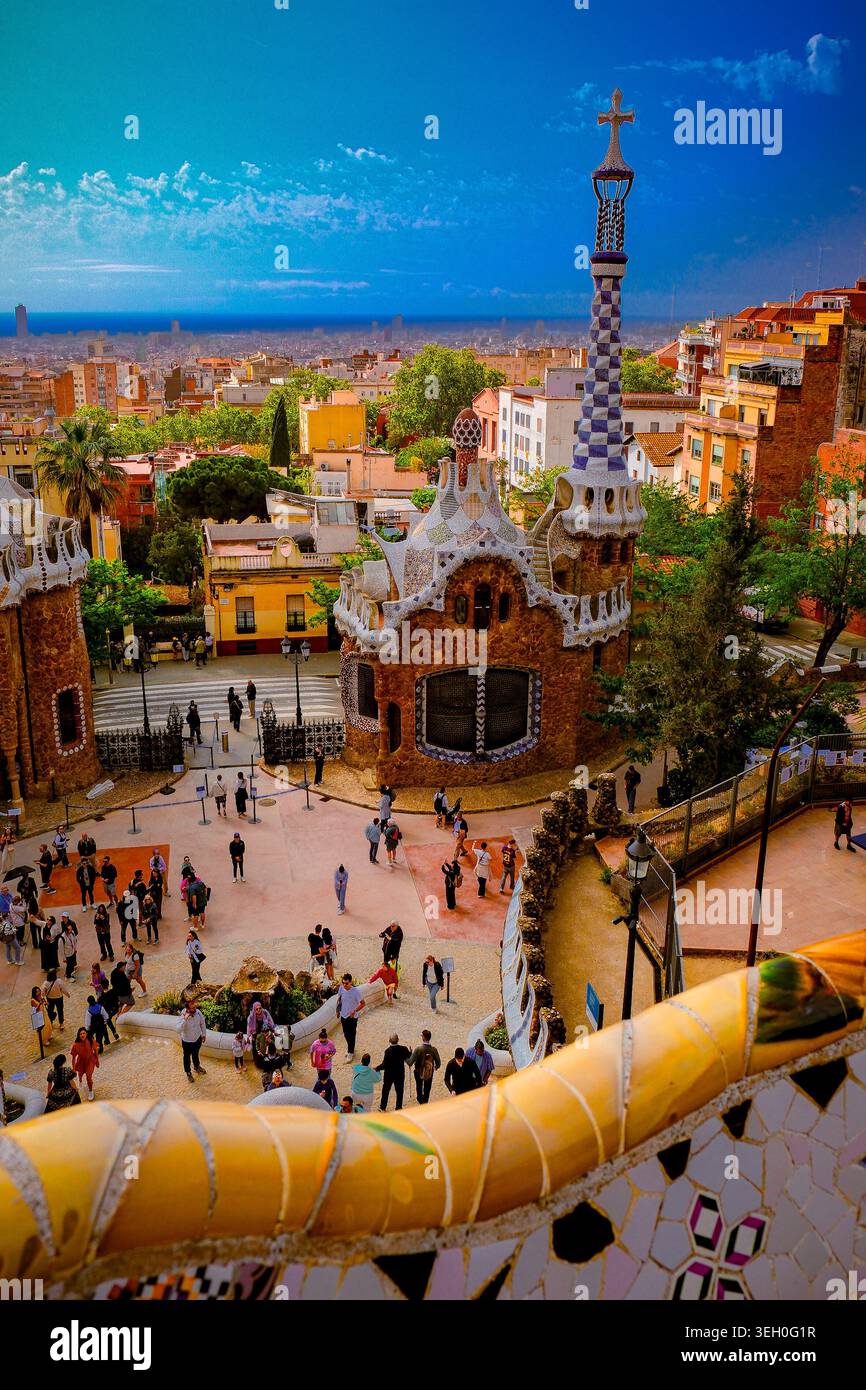 Parco Güell a Barcellona. Foto Stock