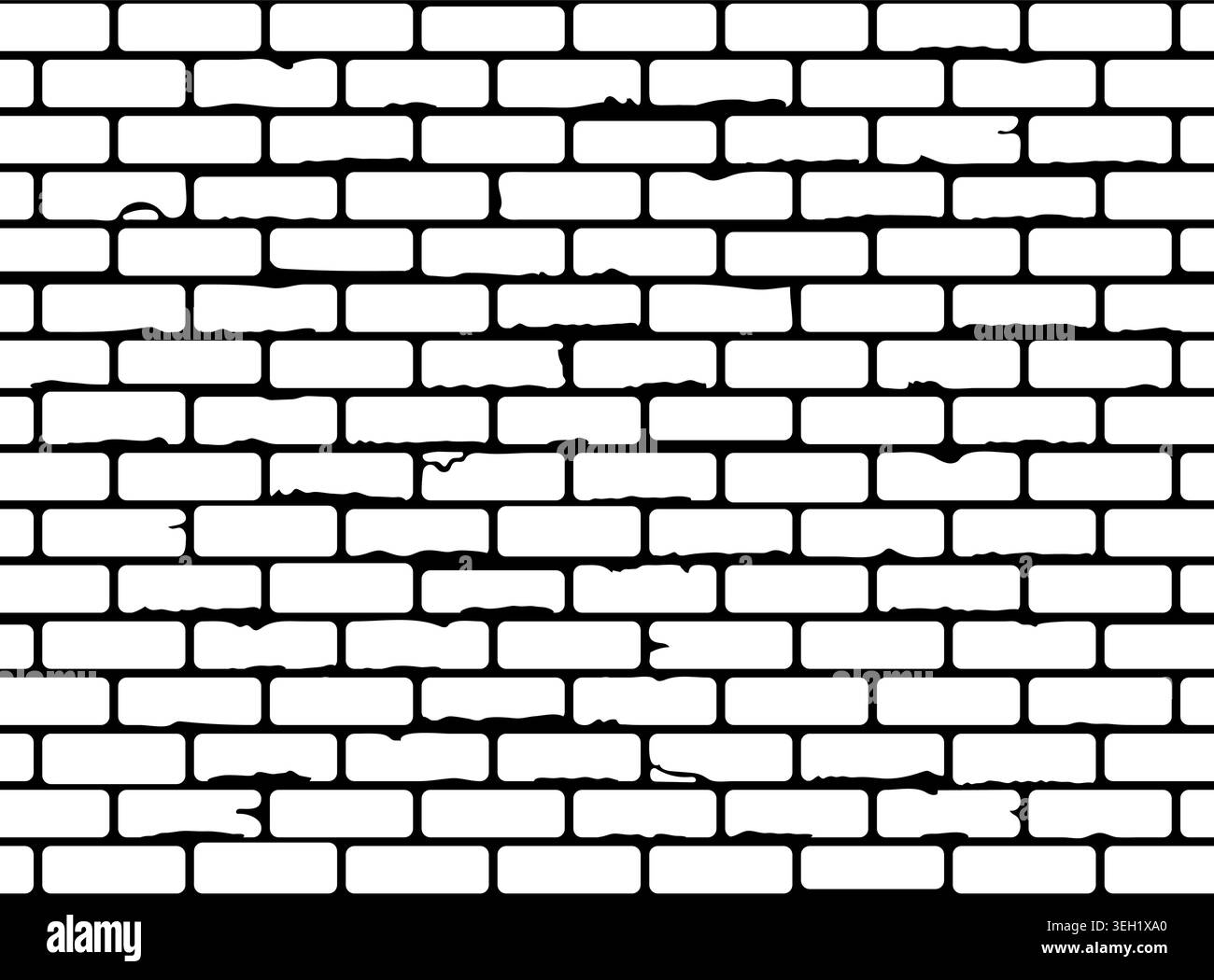Struttura delle pareti in mattoni grunge senza cuciture. Sfondo in brickwall bianco e nero realistico. Ripetizione per il design. Illustrazione vettoriale Illustrazione Vettoriale