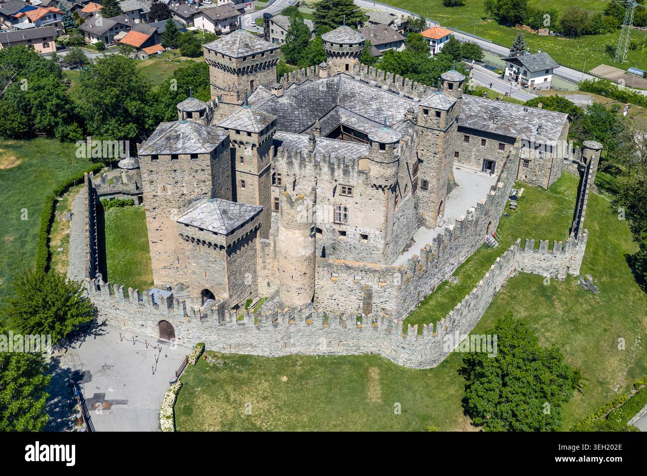 Castello di Fenis, Fenis, Valle d'Aosta, Italia Foto Stock