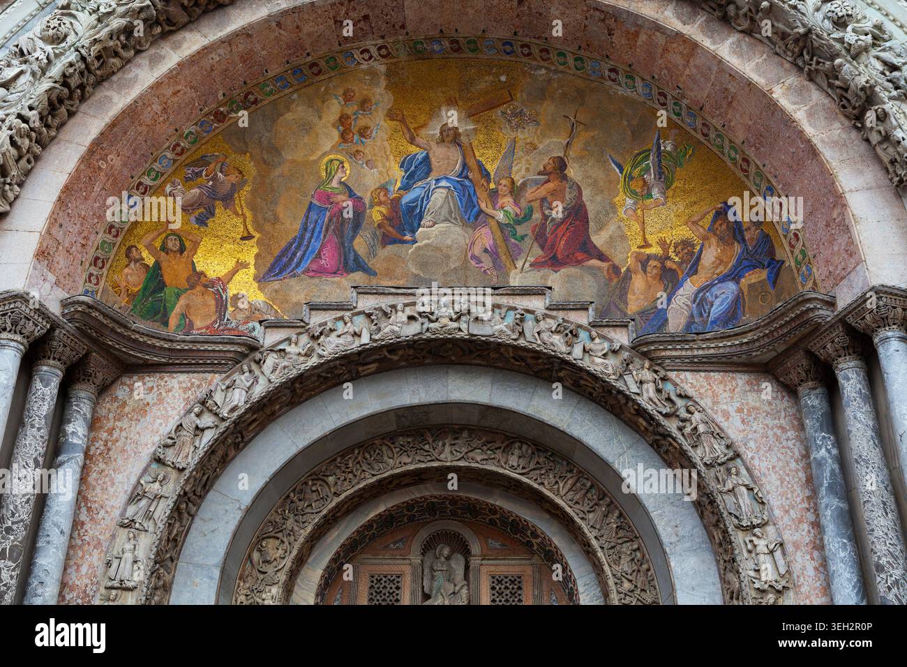 Mosaico del giudizio universale sulla Basilica di San Marco, Venezia Foto Stock