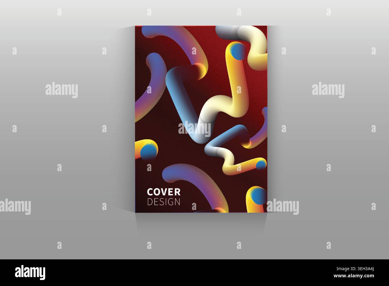 Design astratto della copertina con forme vivaci e colorate disposte in una composizione dinamica Illustrazione Vettoriale