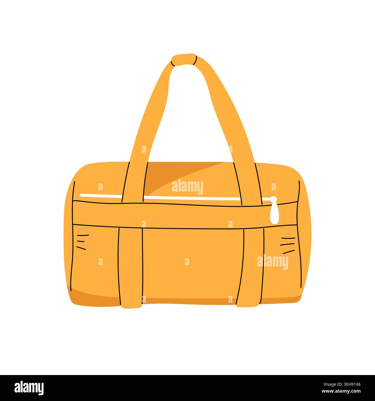 Borsone giallo per viaggi o sport isolato su sfondo bianco Illustrazione Vettoriale