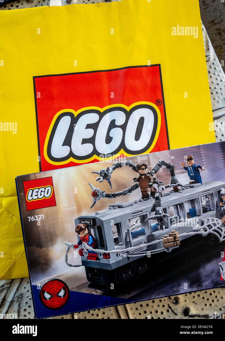 STILL Life of a Lego Spider-Man Adversaries Kit, 2026, New York City, Stati Uniti Foto Stock