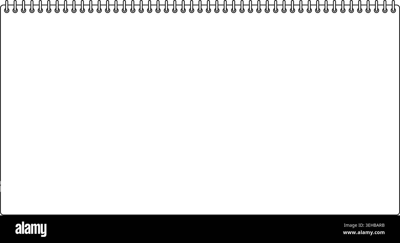 Sfondo con cornice in stile notebook per appunti progettato per layout video in formato 16:9. Creato leggermente più piccolo per adattarsi comodamente al formato widescreen Illustrazione Vettoriale