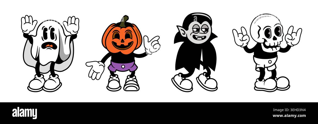 Set di personaggi di Halloween Cartoon Illustrazione Vettoriale