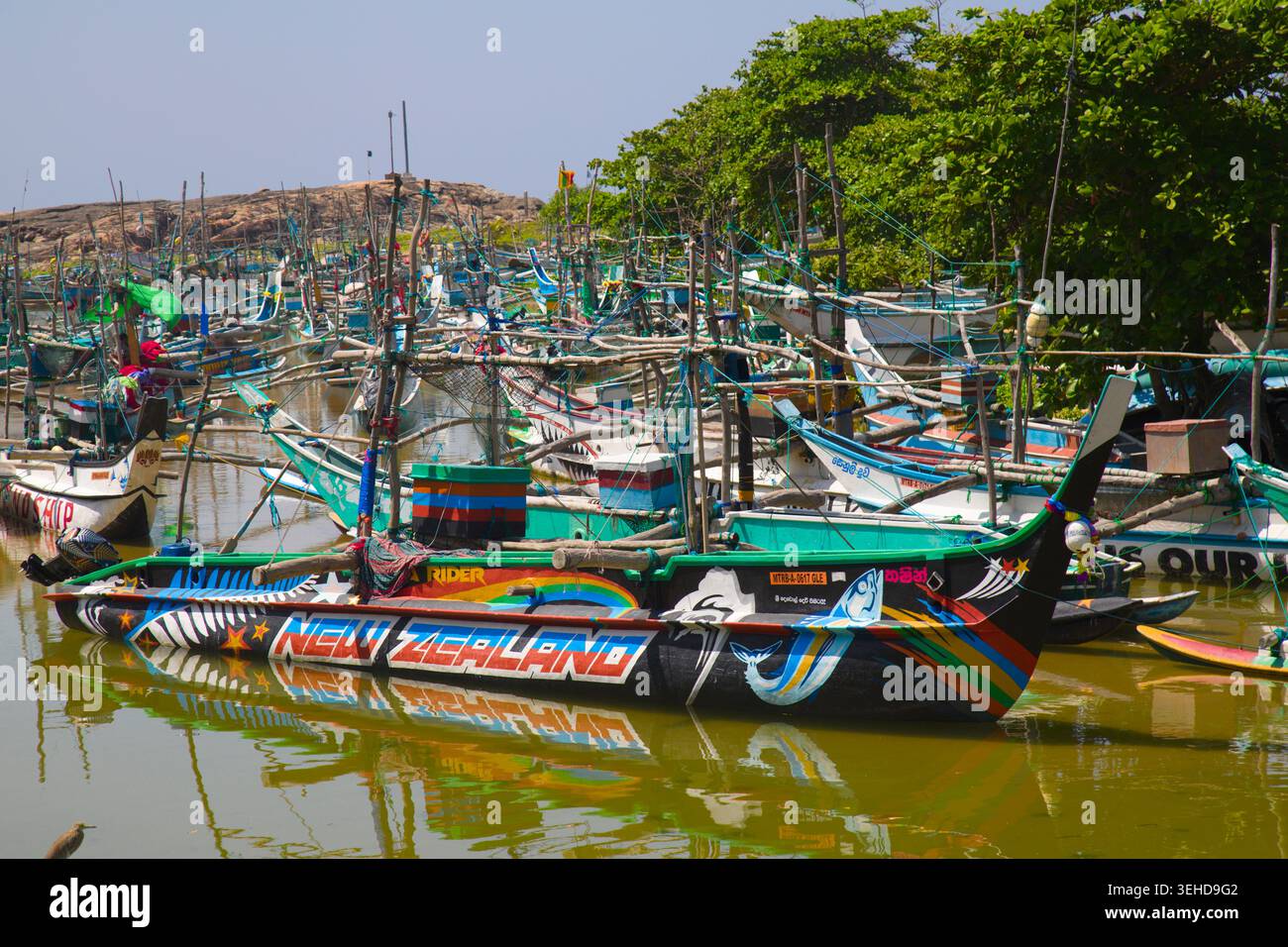 Sri Lanka, Dodanduwa, pescherecci, pesca, occupazione, navi, Foto Stock