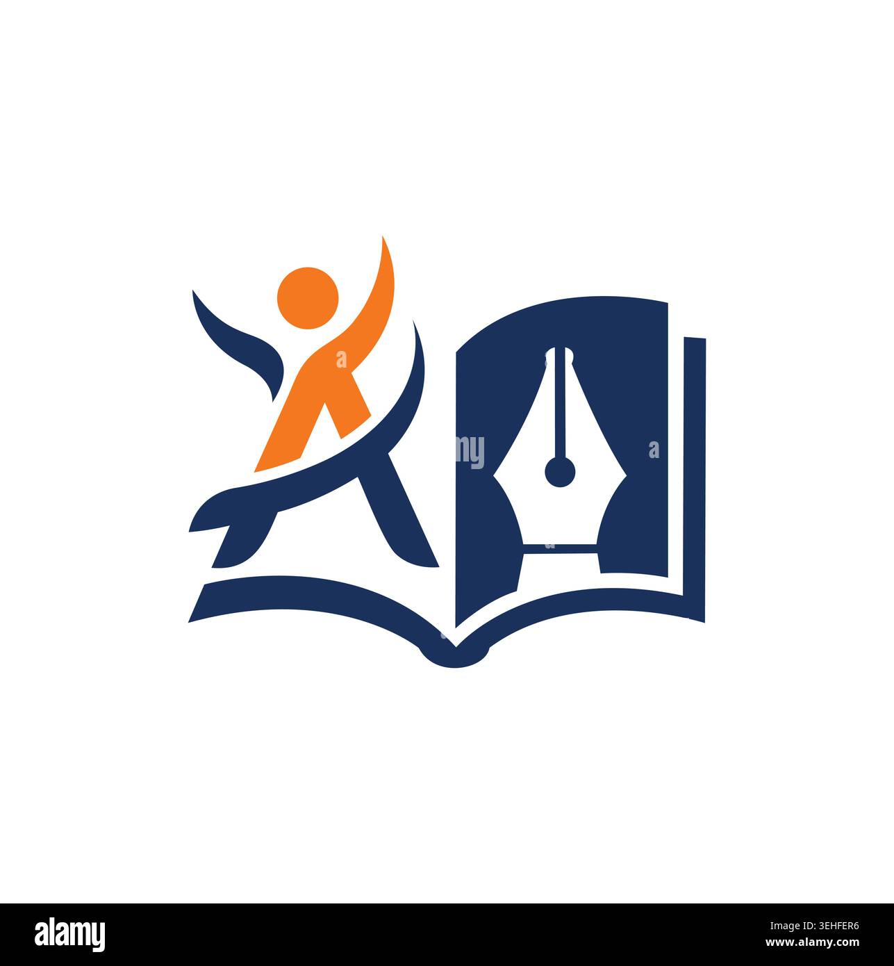 Design moderno e professionale del logo con uno studente e un libro. Illustrazione Vettoriale