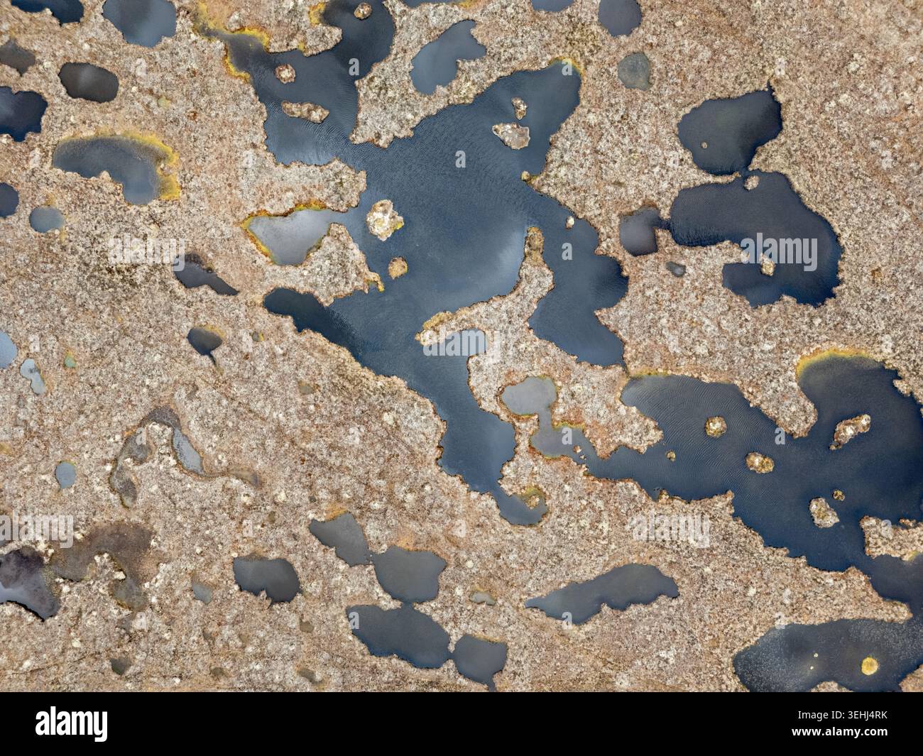 Vista aerea delle piscine e delle torbiere Forsinard National Nature Reserve Caithness Scotland, patrimonio dell'umanità Foto Stock