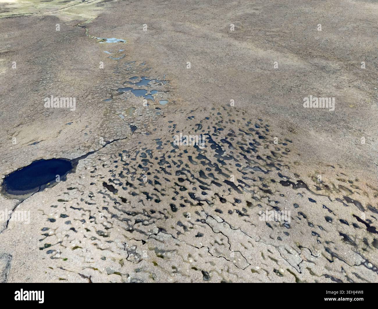 Vista aerea delle piscine e delle torbiere Forsinard National Nature Reserve Caithness Scotland, patrimonio dell'umanità Foto Stock