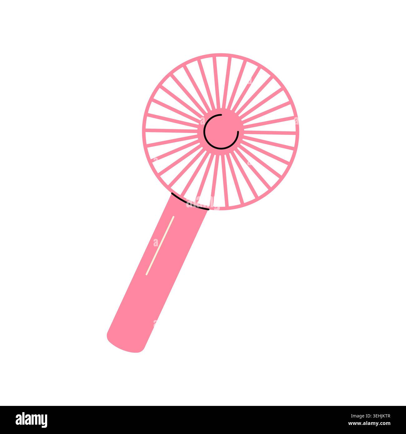 Mini ventilatore elettrico portatile rosa, illustrazione disegnata a mano piatta Illustrazione Vettoriale