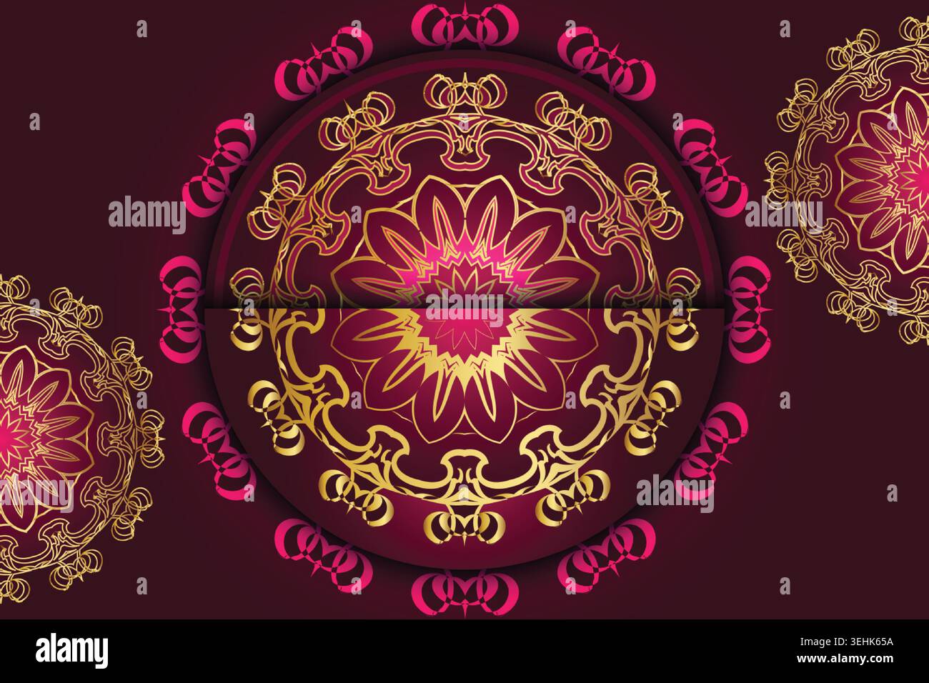 Mandala decorativo con geometria floreale con cornice circolare e stile elegante Illustrazione Vettoriale
