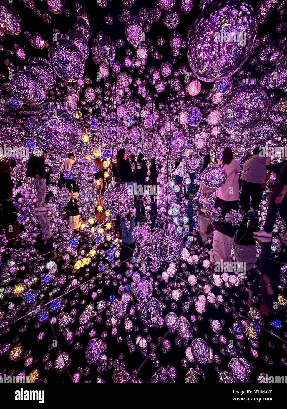 Installazione di arte digitale immersiva presso TeamLab Borderless, il museo interattivo di arte digitale di Tokyo, Giappone. Foto Stock