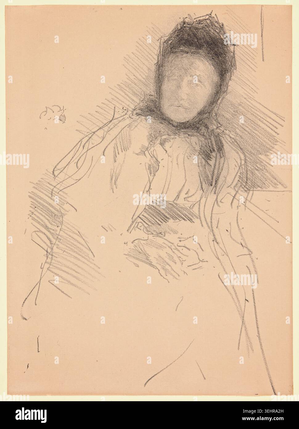 Unfinished Sketch of Lady Haden di James McNeill Whistler, 1895, raffigurante una donna seduta in abiti drappeggiati con la testa inclinata, resa in linee gestuali sciolte Foto Stock