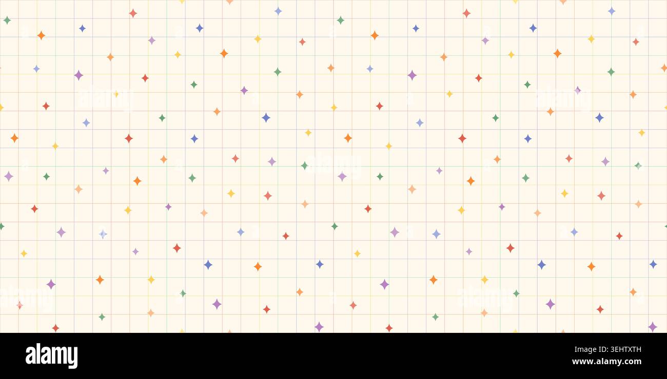 Carta arcobaleno con motivo vettoriale senza cuciture scintillanti, coriandoli pastello carini su sfondo color crema per il diario, torna a scho Illustrazione Vettoriale