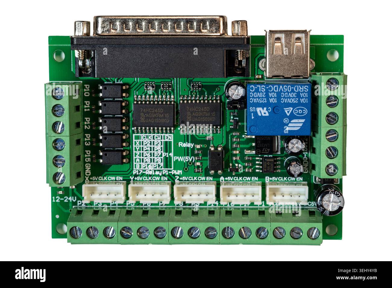 Circuito stampato elettronico per CNC, robotica, automazione, controllo relè Foto Stock
