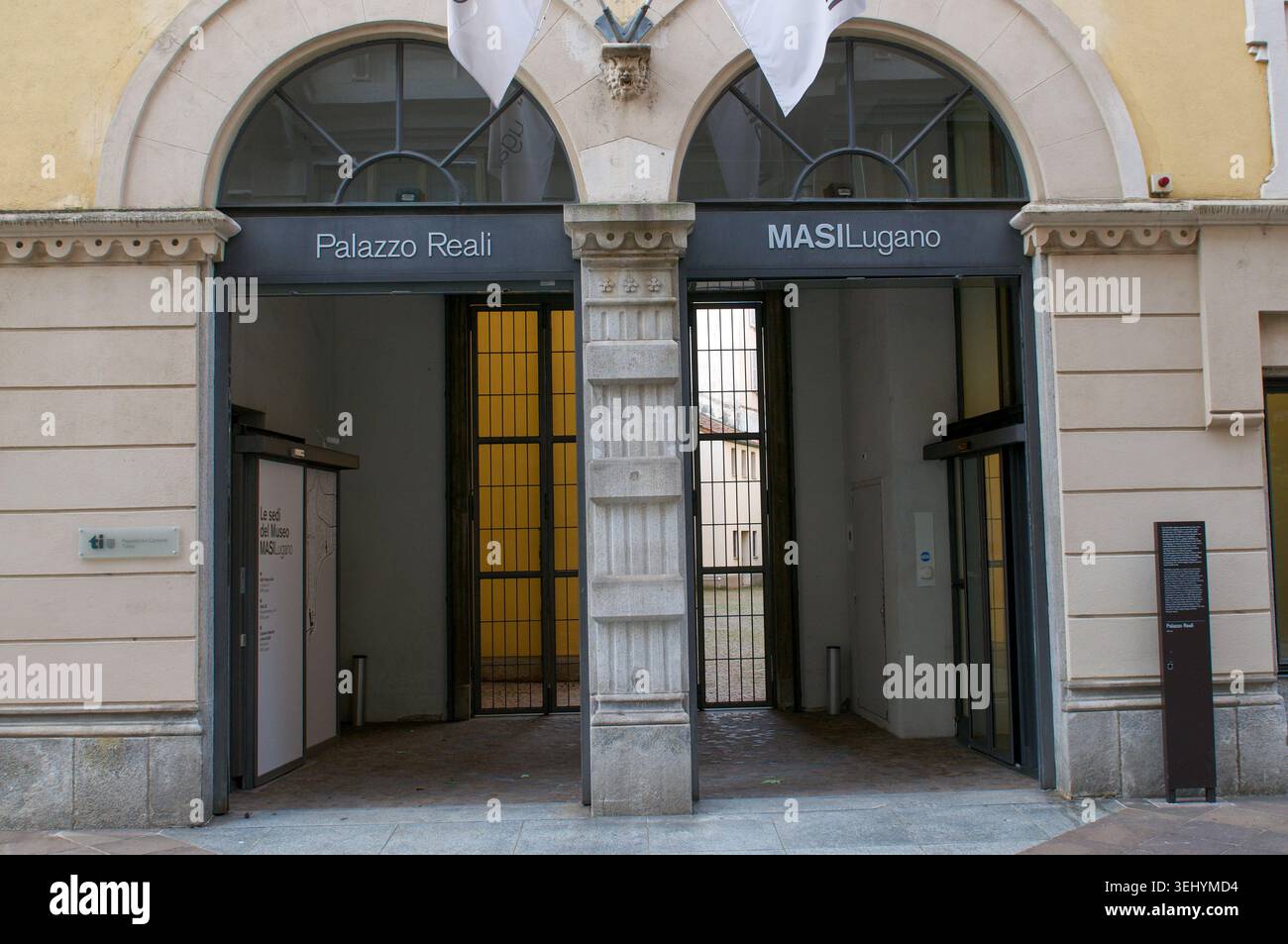 Lugano, Ticino, Svizzera - 12 maggio 2026: Facciata storica di Palazzo reali, sede del Masi (Museo d'arte della Svizzera italiana) Foto Stock