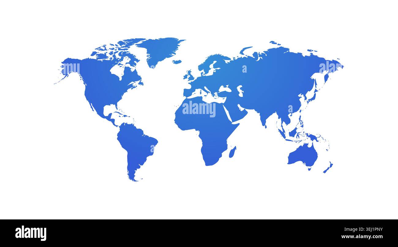 Mappa del mondo paese vettore asia australia sfondo piatto. Mappa del mondo continente globale semplice design isolato minimo Illustrazione Vettoriale