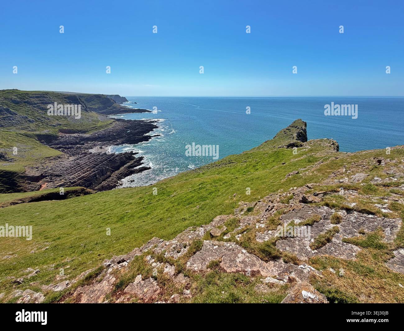 Mewslade Bay, Gower, Swansea, Galles, Regno Unito - Immagine stock catturata con smartphone