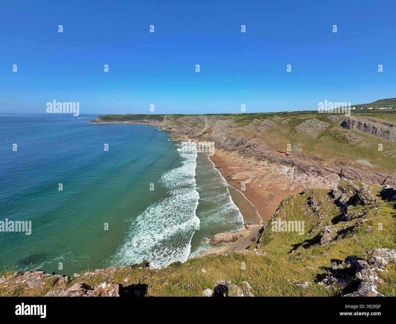 Mewslade Bay, Gower, Swansea, Galles, Regno Unito - Immagine stock catturata con smartphone