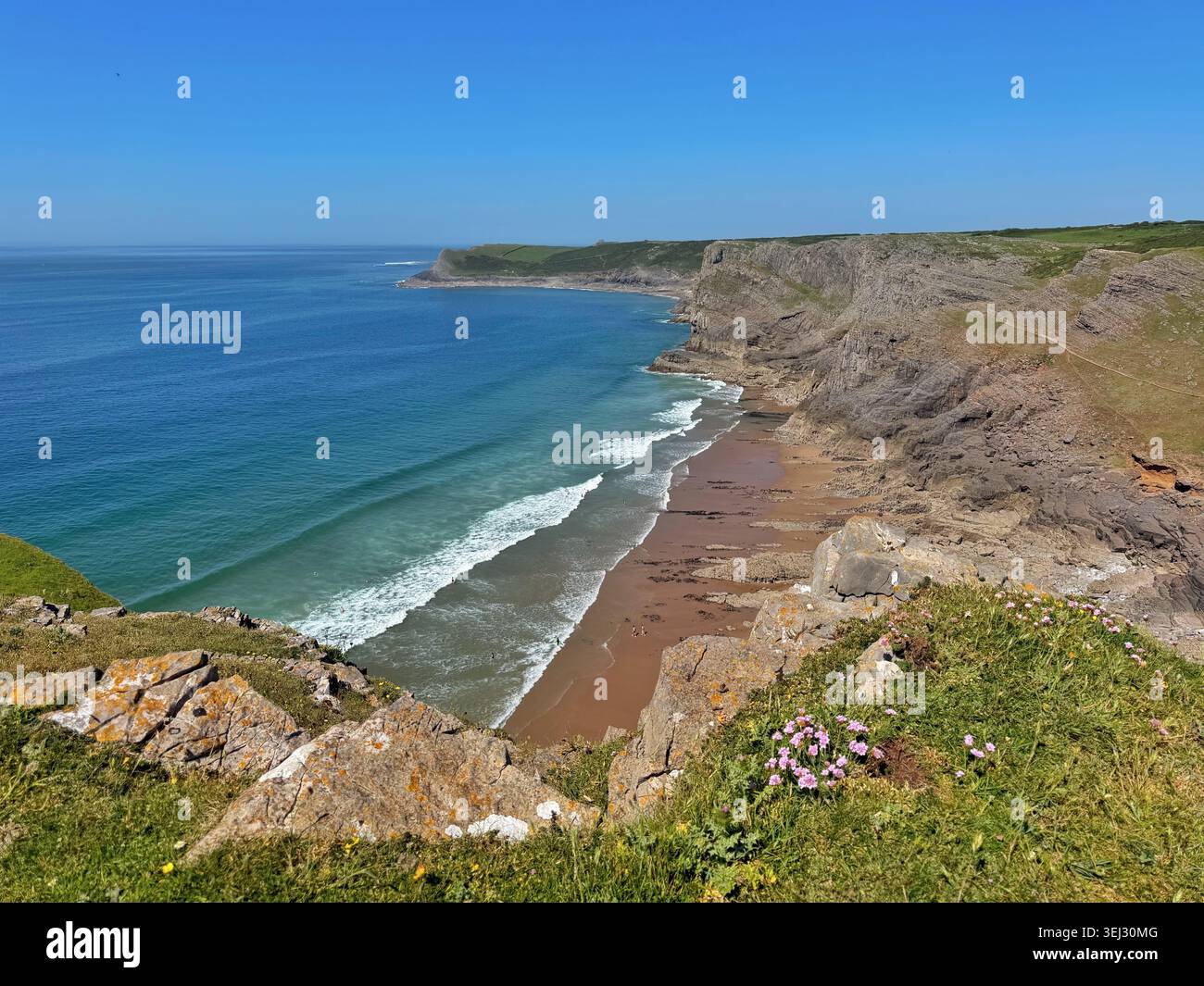 Mewslade Bay, Gower, Swansea, Galles, Regno Unito - Immagine stock catturata con smartphone