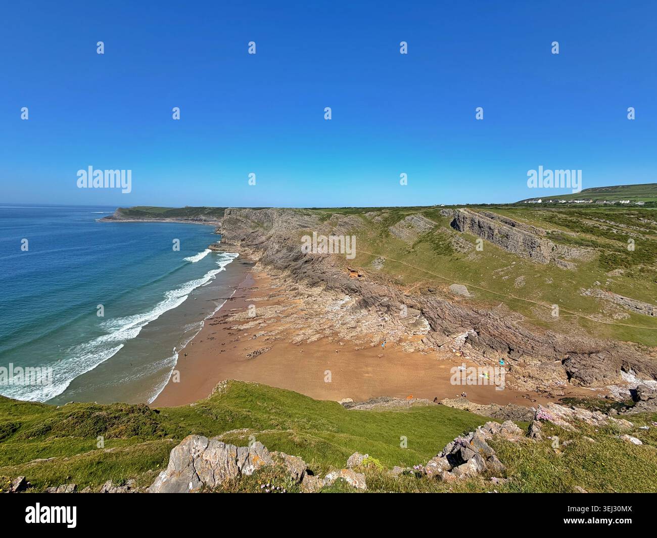 Mewslade Bay, Gower, Swansea, Galles, Regno Unito - Immagine stock catturata con smartphone