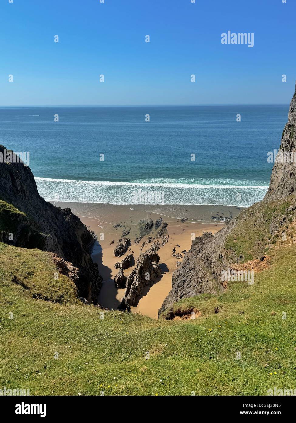 Mewslade Bay, Gower, Swansea, Galles, Regno Unito - Immagine stock catturata con smartphone