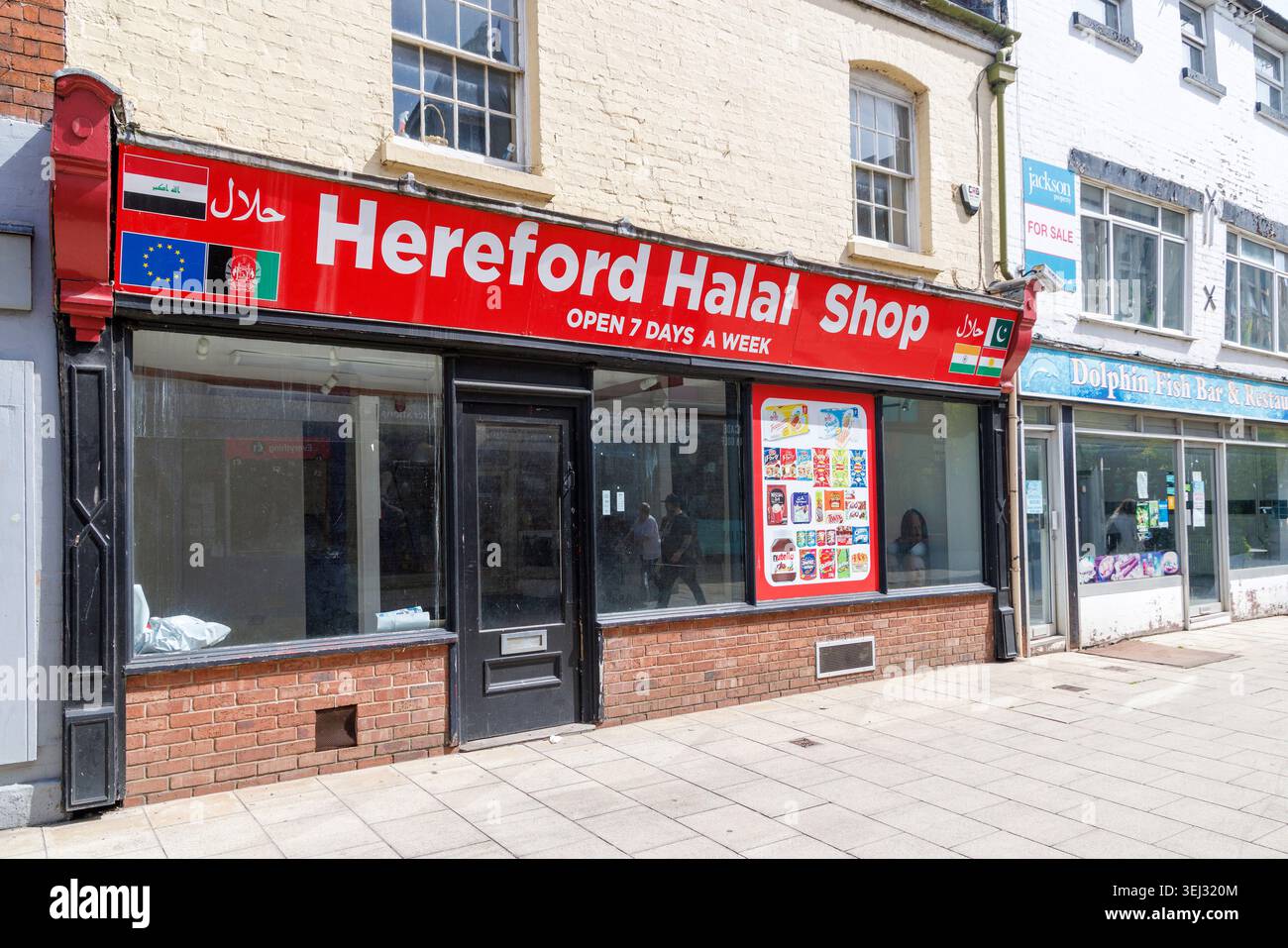 Negozi chiusi, Hereford, Inghilterra, Regno Unito Foto Stock