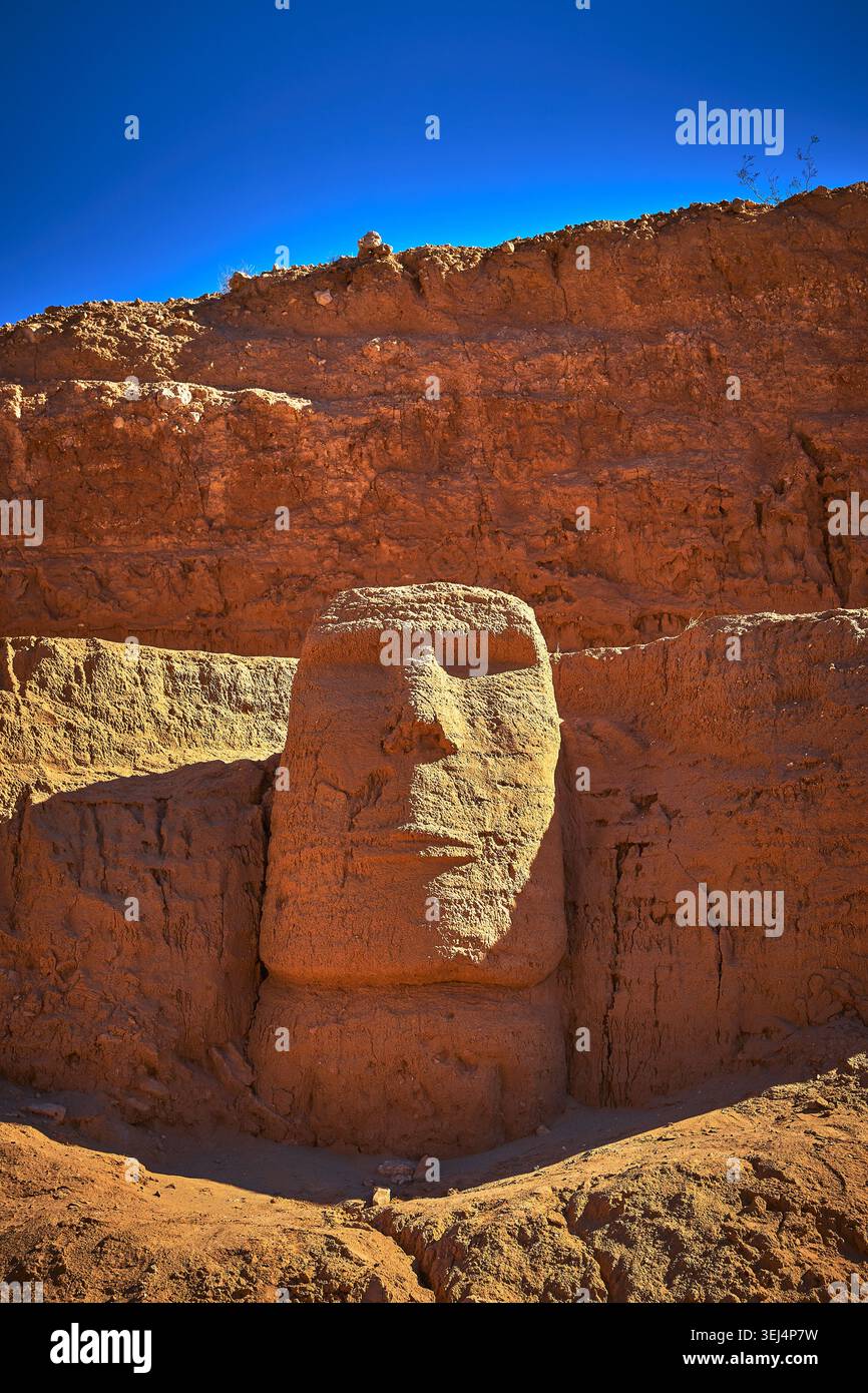 Arenaria scavata faccia nel Desert Cliff Little Mount Rushmore Mesquite Nevada Foto Stock