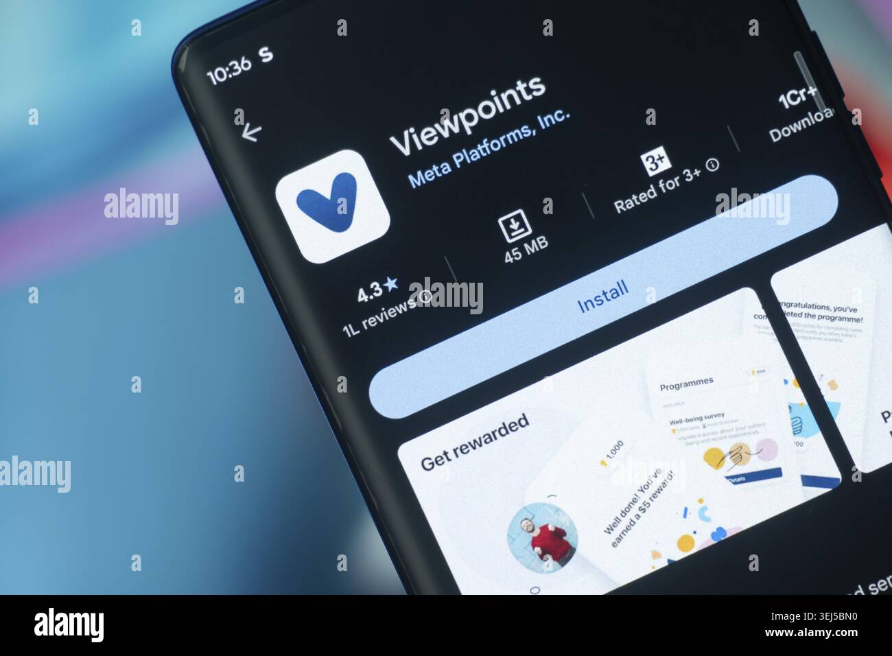 Dacca, Bangladesh, 07 anni. Dezember 2025: Smartphone mit dem Viewpoints-Logo. Facebook Hat Viewpoints eingefuehrt, eine Anwendung, mit der Sie fuer das A. Foto Stock