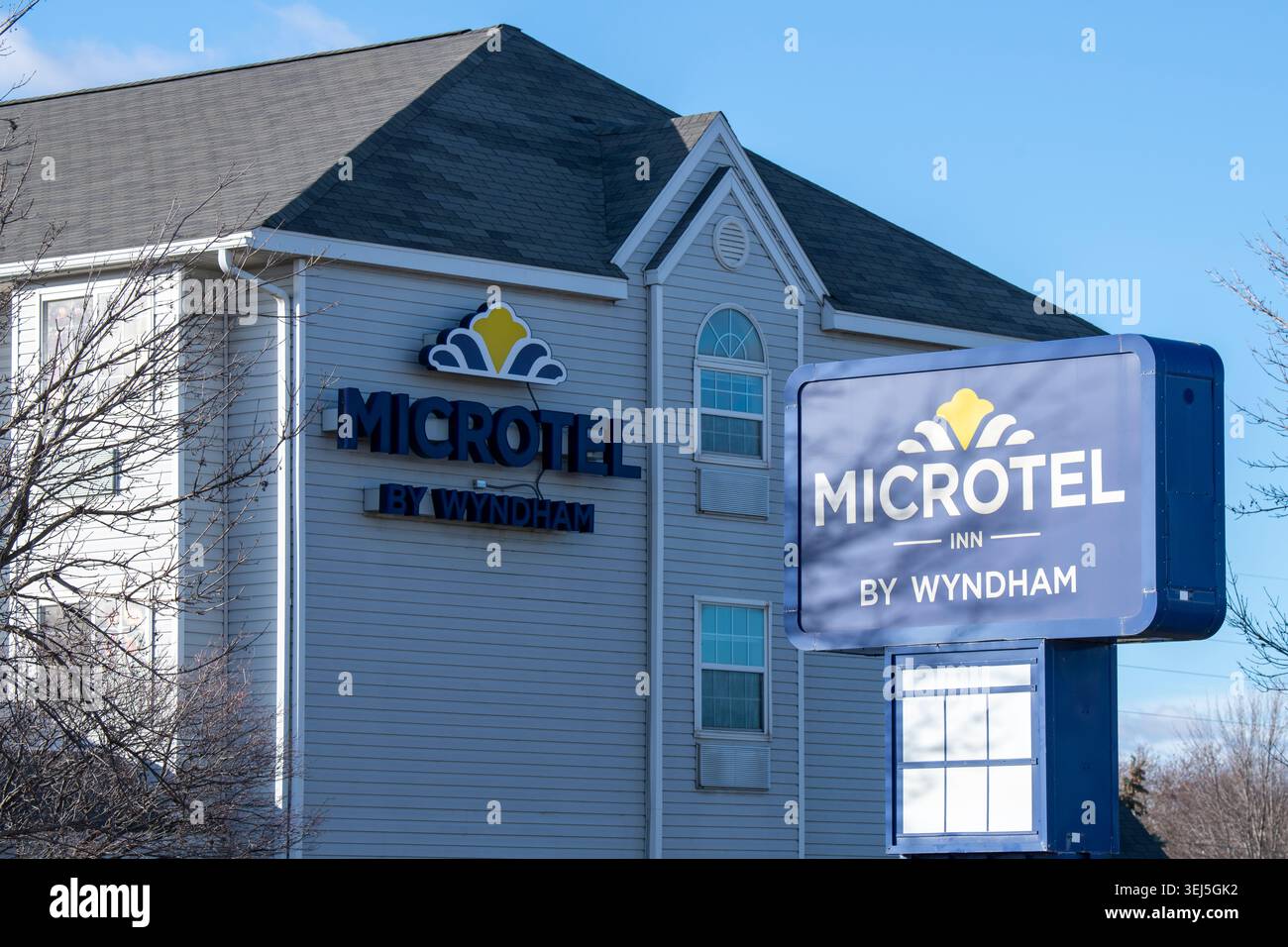 Clear Lake, Iowa. Esterno del Microtel by Wyndham. E' una catena pluripremiata di oltre 340 hotel economici. Foto Stock