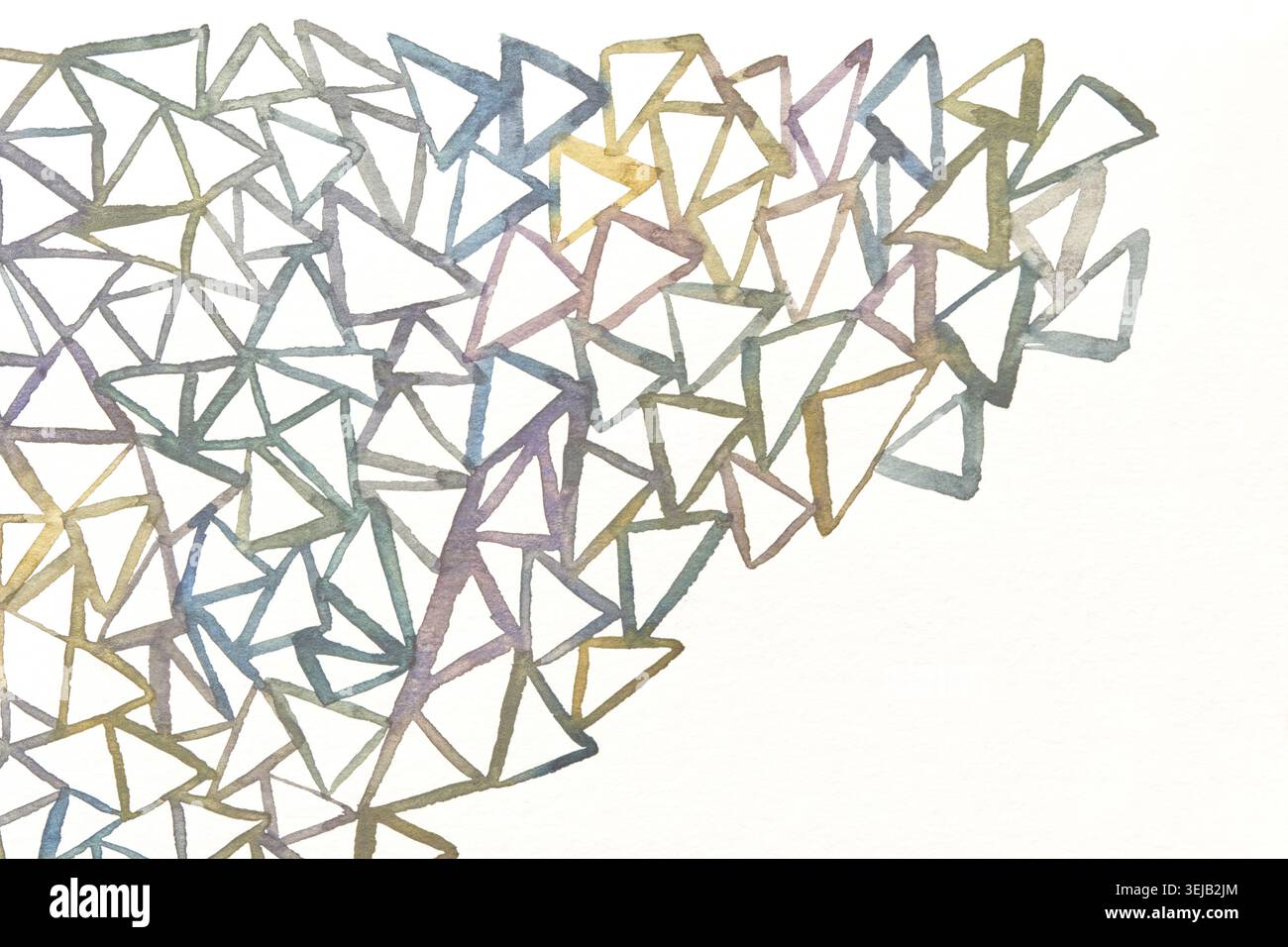 Colorate geometriche astratte acquerelli con triangoli intersecanti su sfondo bianco Foto Stock