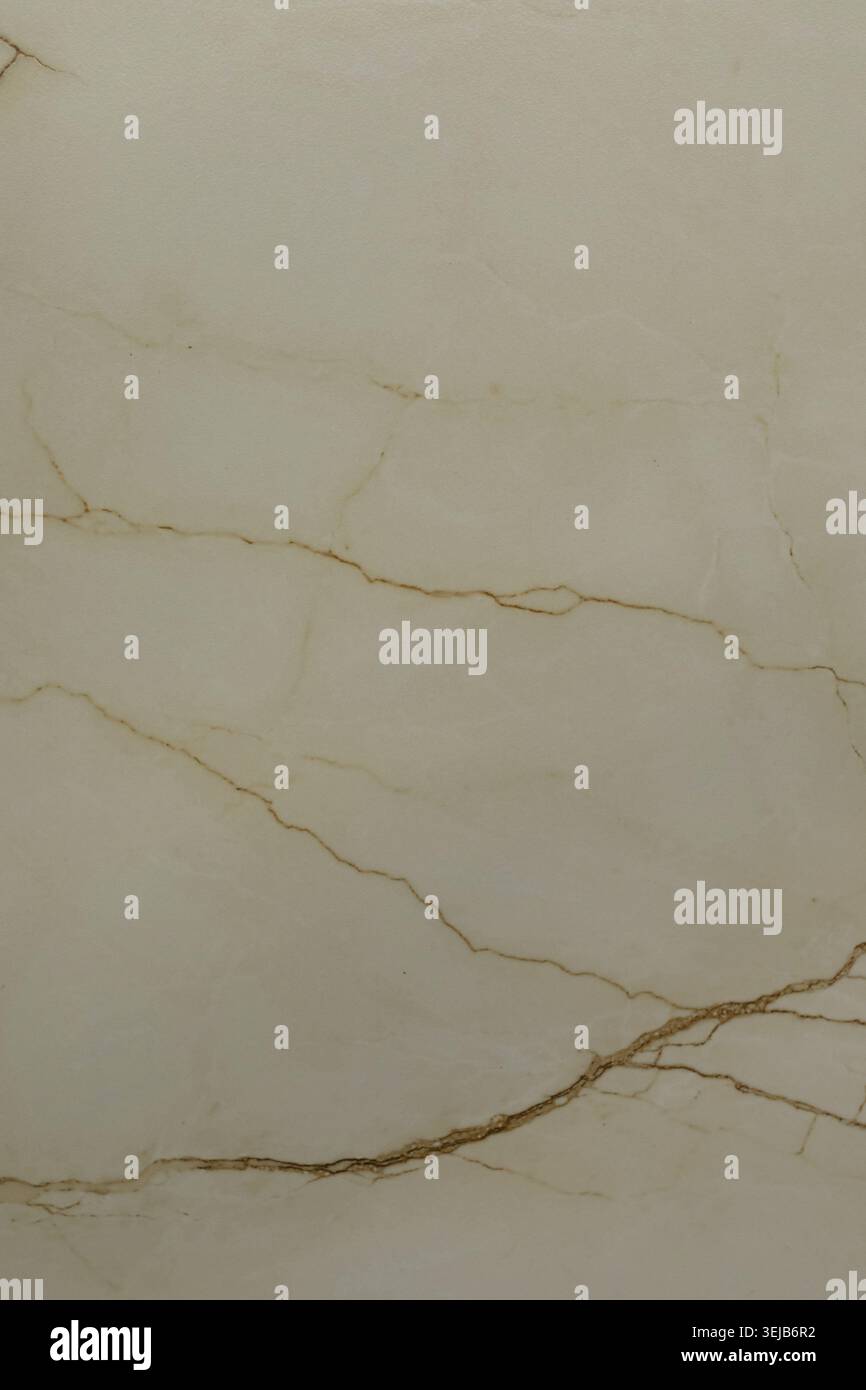 Una superficie in marmo liscio presenta eleganti venature in sfumature di crema e beige. I motivi naturali creano un look sofisticato e senza tempo, adatto Foto Stock