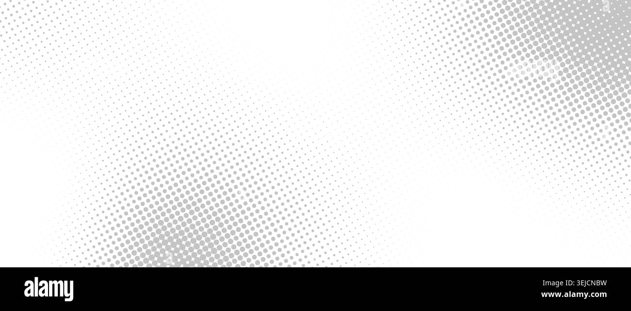 Sfondo grigio punteggiato con mezzitoni. Motivo a gradiente comico retrò. Rivestimento in pixelato color argento chiaro. Sfondo a grana sbiadita per poster, banner, pubblicità, brochure. Vettore Illustrazione Vettoriale