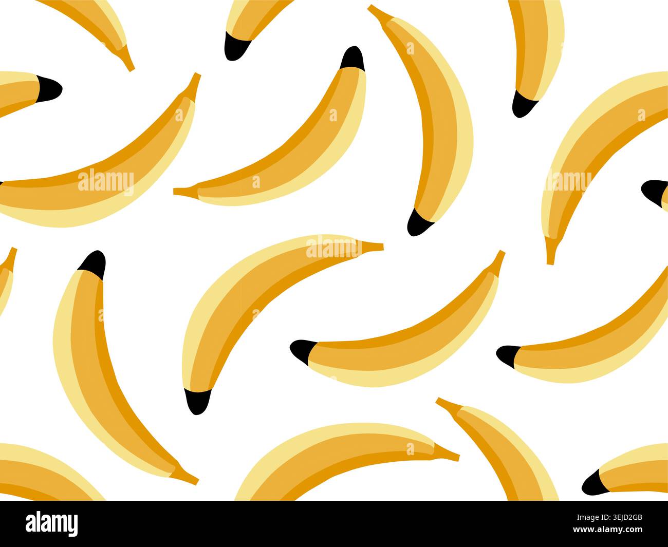Banana e foglie esotiche senza cuciture. Illustrazione del vettore di disegno della frutta. Sfondo giallo e verde. Carta da parati tropica. Illustrazione Vettoriale