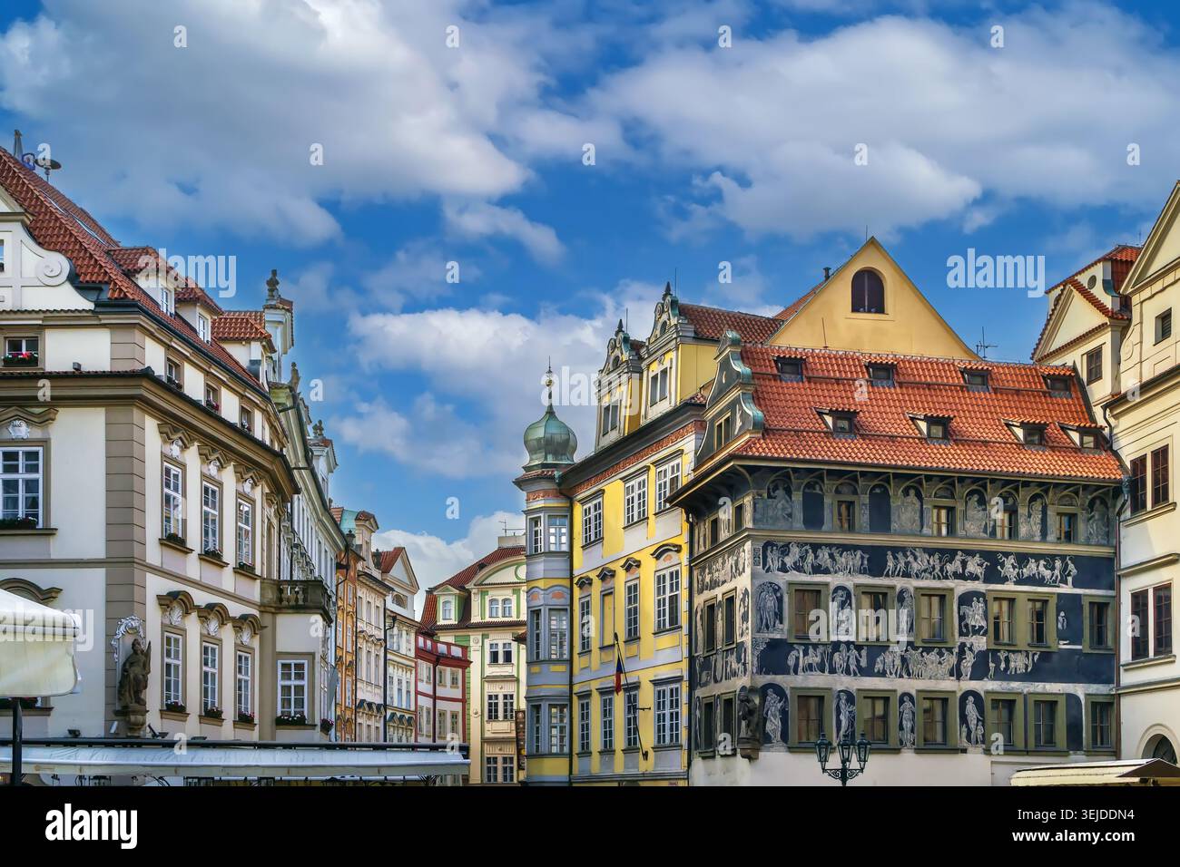 Piazza nella città vecchia di Praga, repubblica Ceca Foto Stock