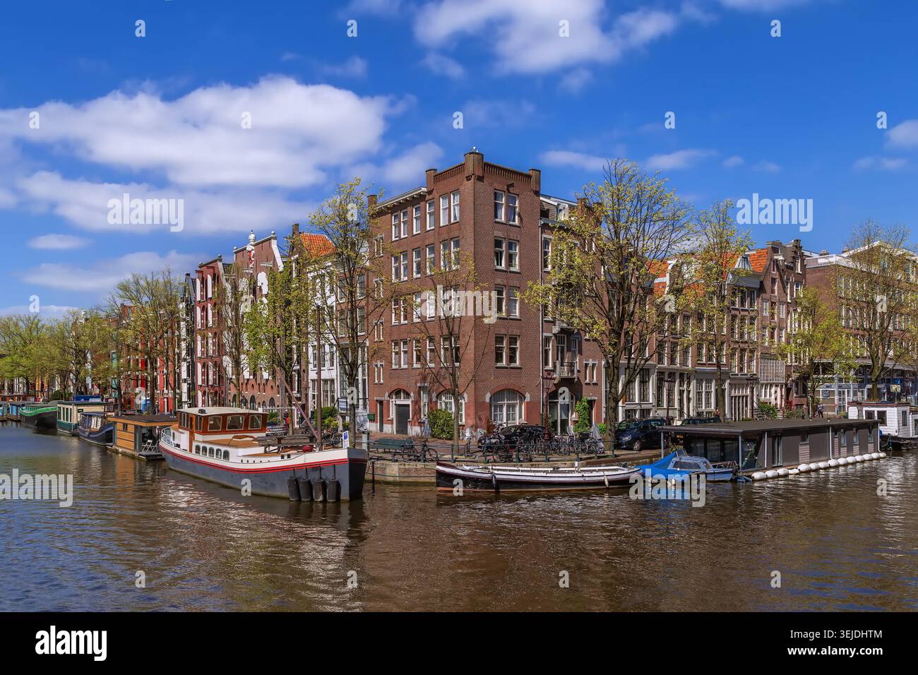 Vista sul canale di Amsterdam, Paesi Bassi Foto Stock