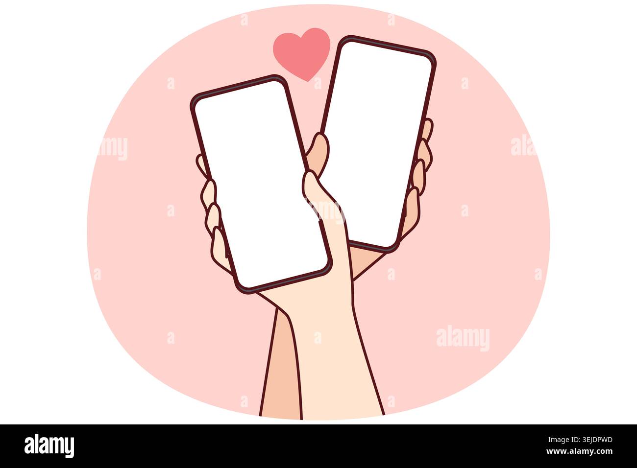 Mani di coppia con cellulari e Internet dating Foto Stock