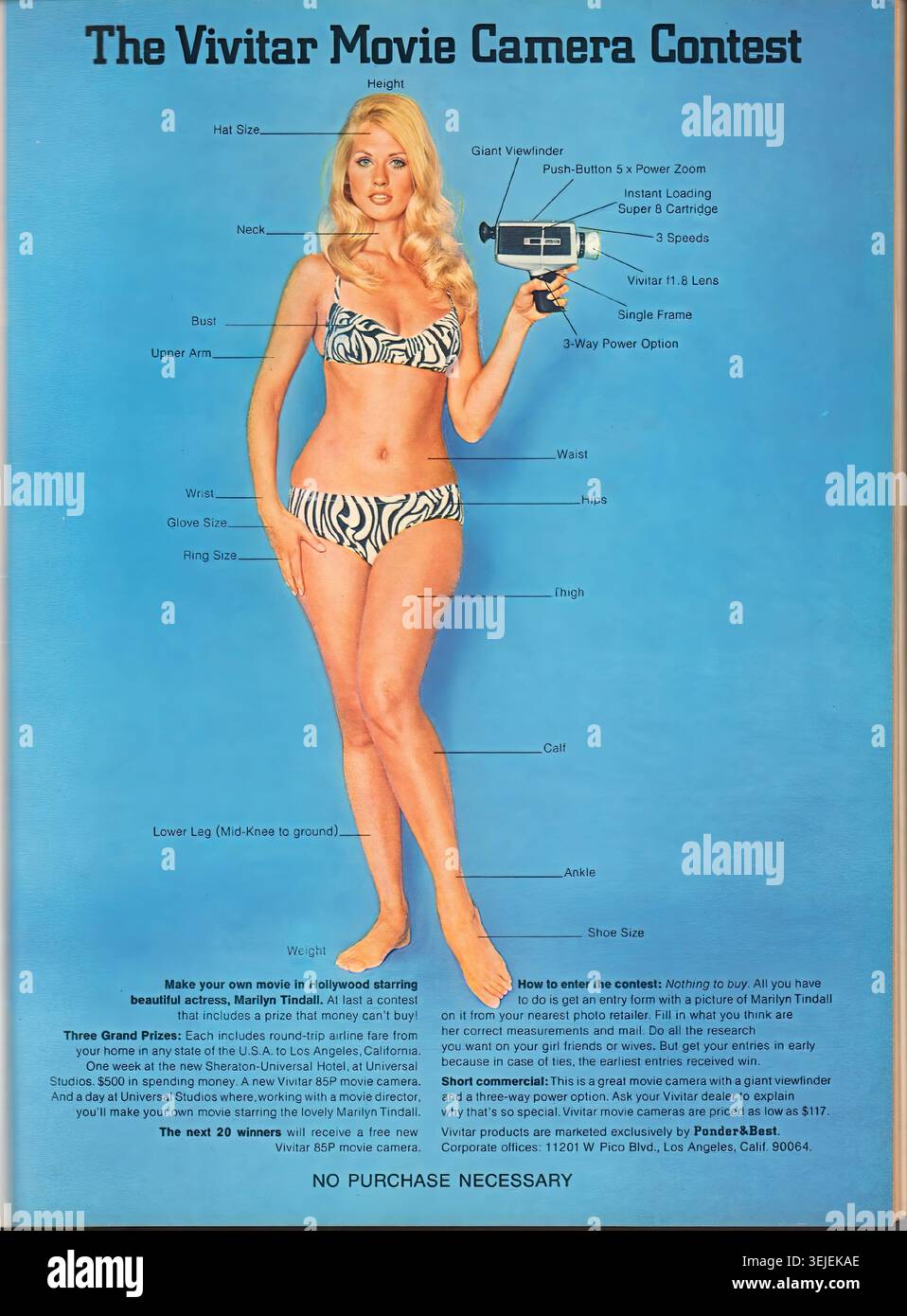 1969 Vivitar Movie camera Advertisement Playboy Magazine novembre 1969 - pubblicità per la stampa americana d'epoca Foto Stock