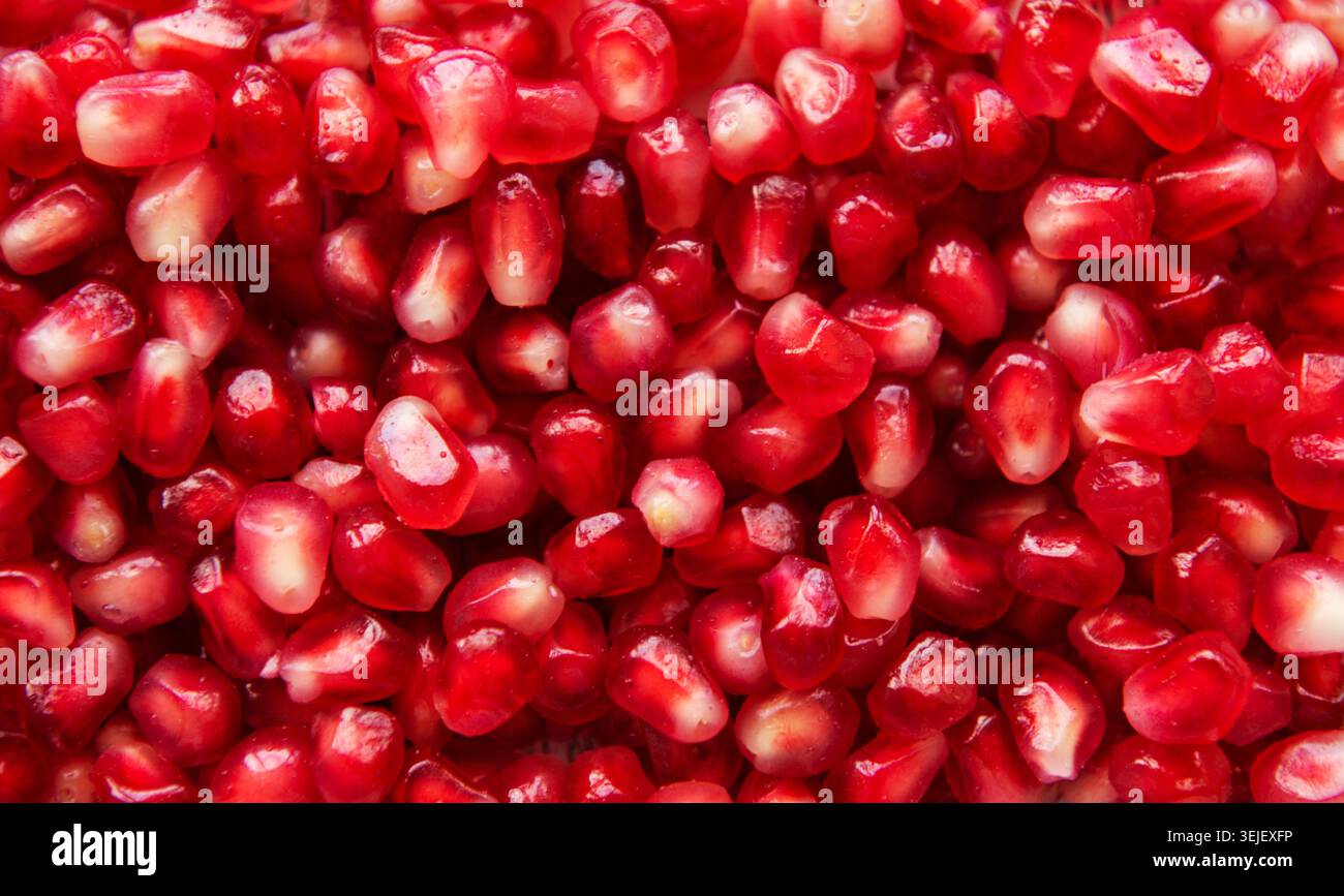 Fresche biologiche i semi di melograno Foto Stock