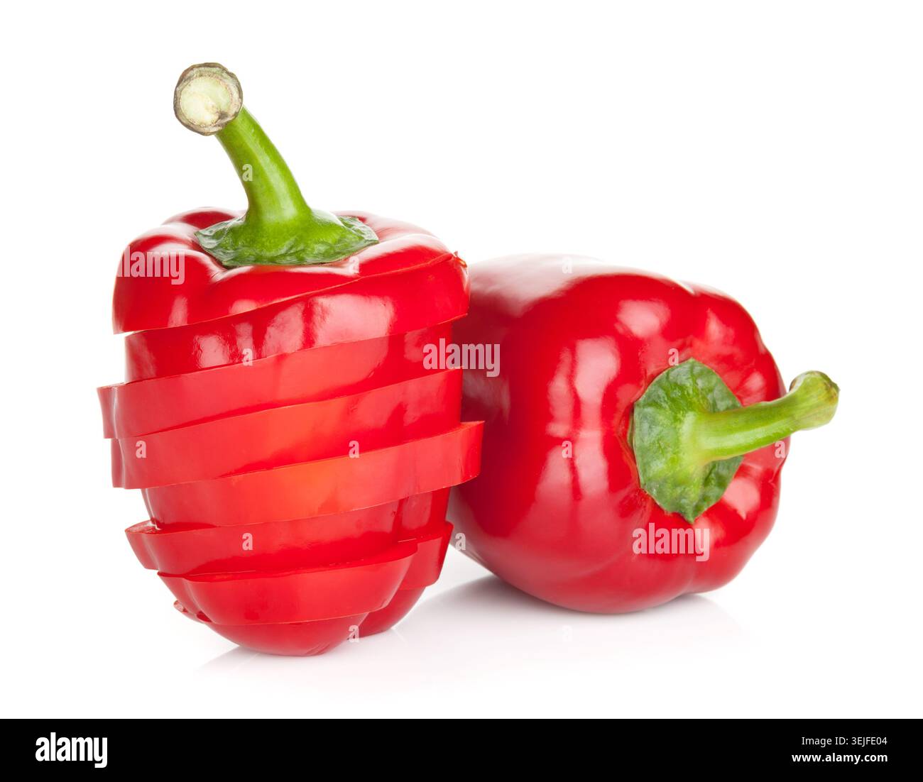 Peperone rosso maturo a fette Foto Stock