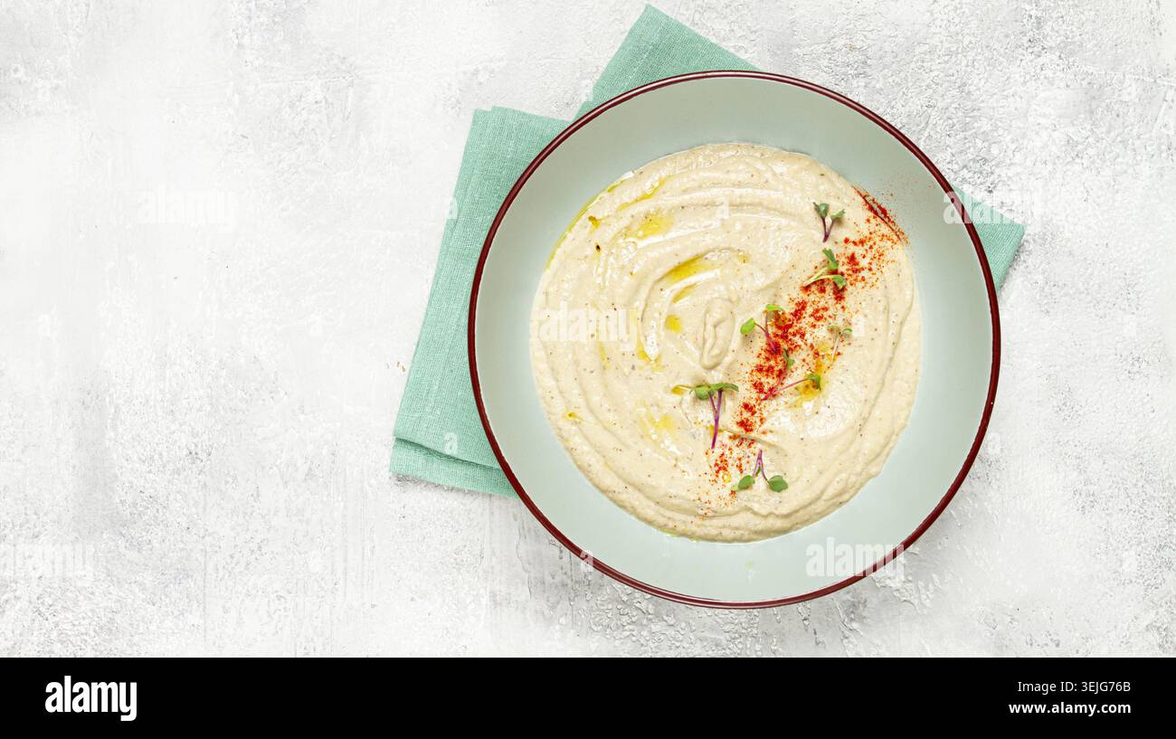 Babaganoush, antipasto di melanzane, cucina tradizionale libanese, fatto in casa, senza persone, Foto Stock