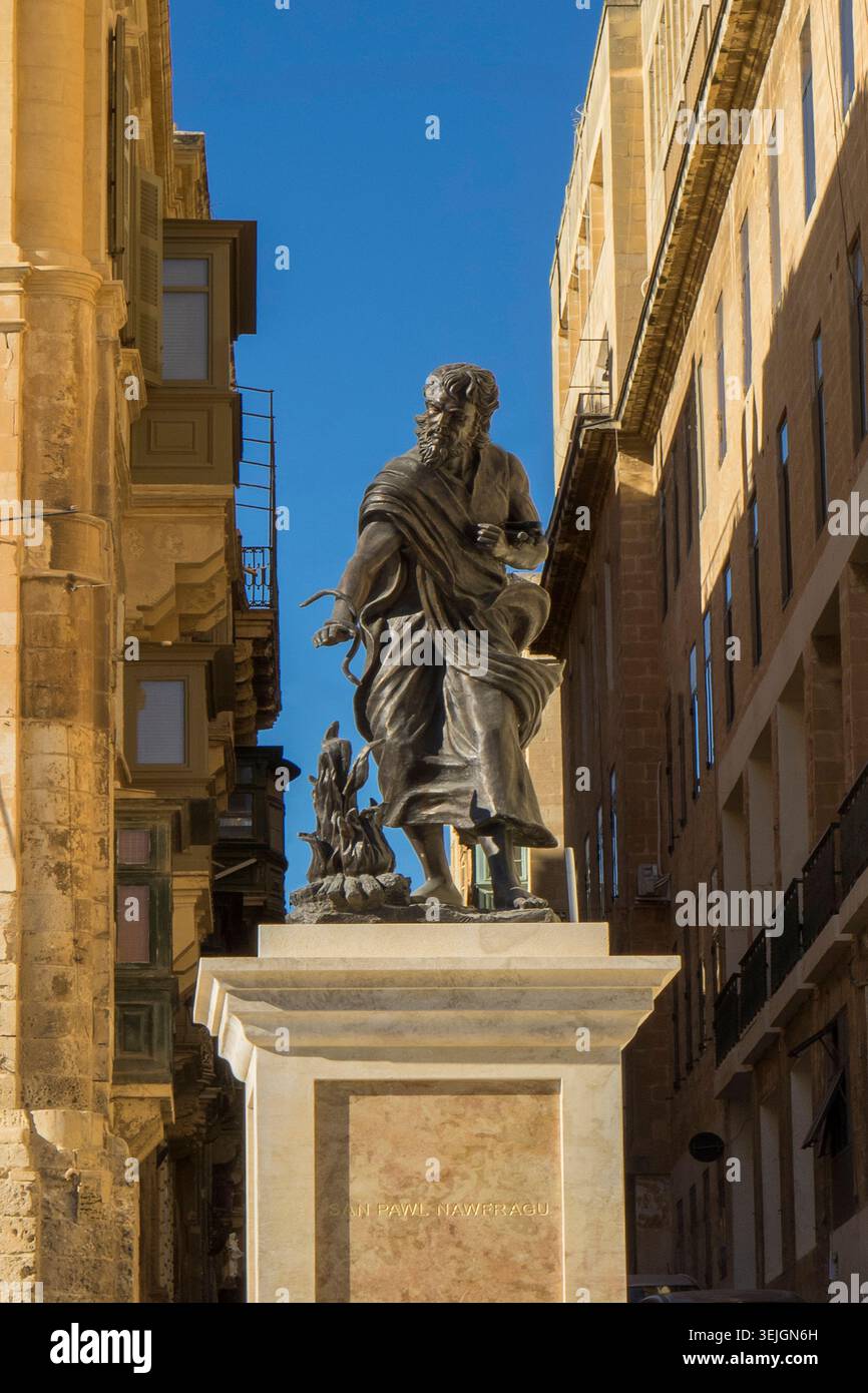 Malta - la Valletta, Monumento al relitto di San Paolo Foto Stock