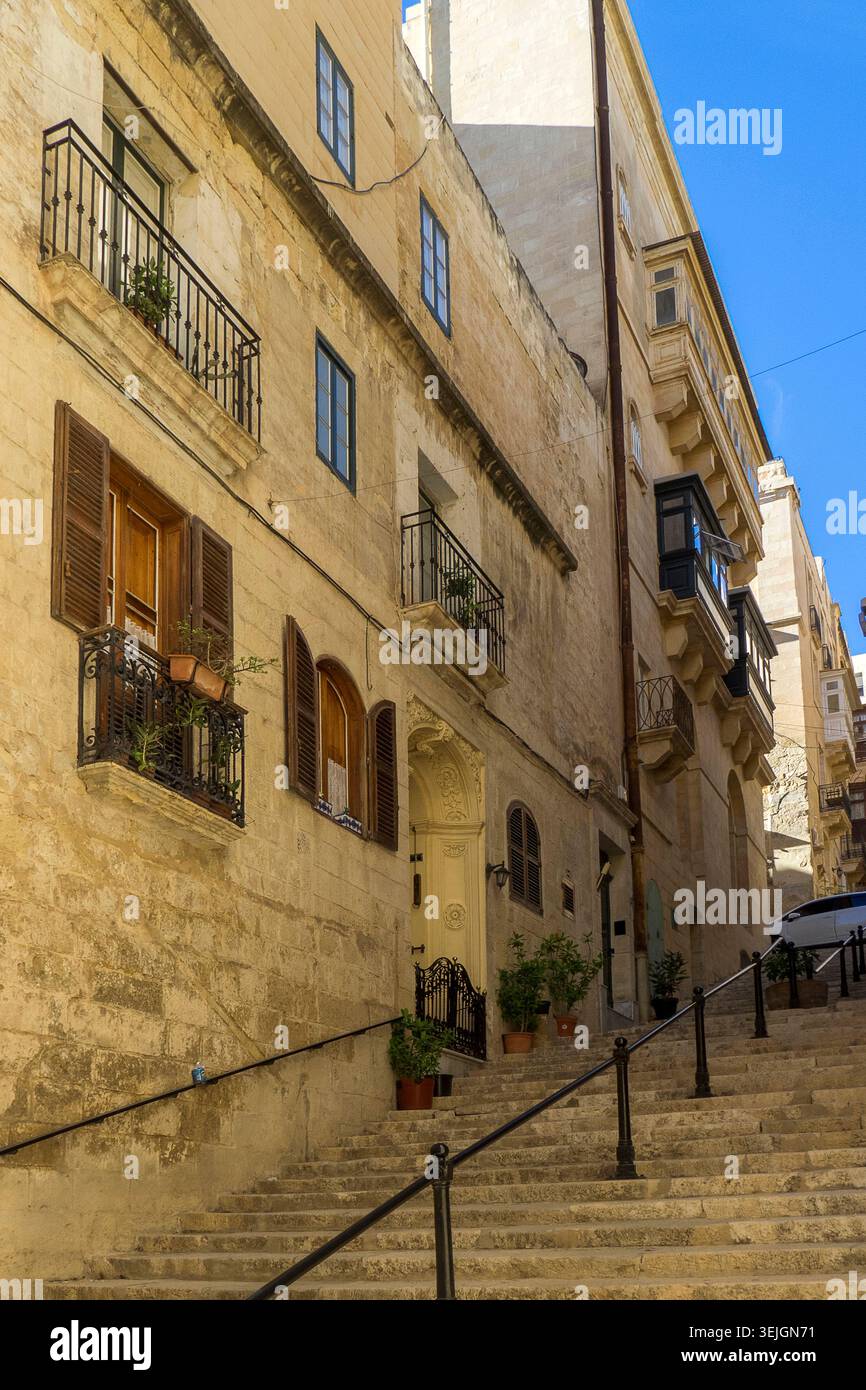 Malta - la Valletta, City Street di la Valletta Foto Stock